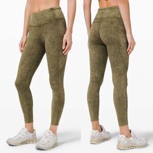 Lululemon Fast and Free High Rise Tight 25" Ice Wash Moss Green